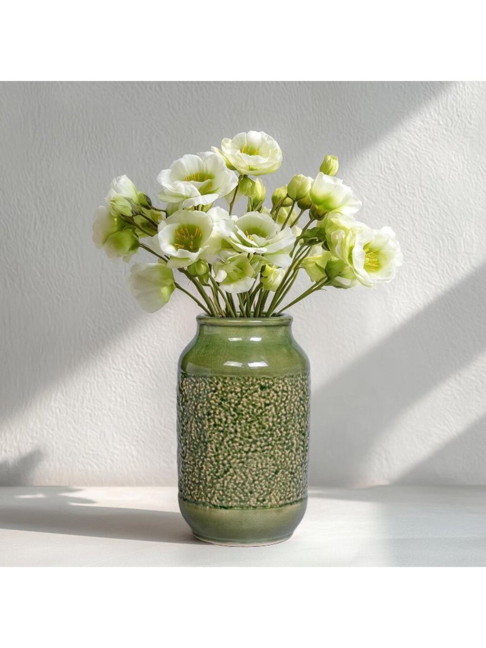 9 Inch Green Modern Ceramic Vase for Flower Minimalist Table Shelf Home Decor